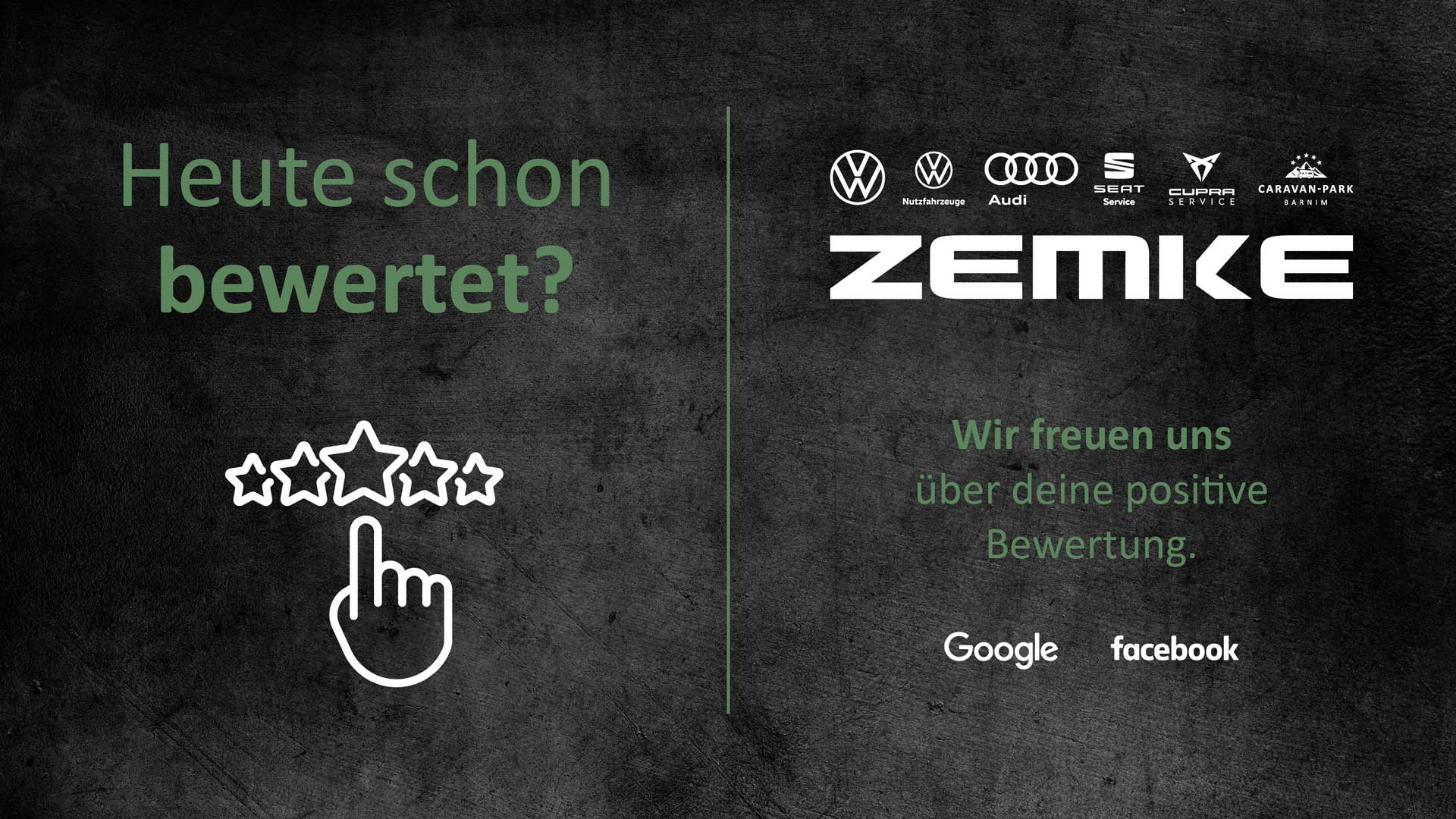 Du hast uns besucht und warst mit uns zufrieden? Das ist schön und freut uns sehr. Vielleicht möchtest du dein positives Erlebnis kurz in einer Bewertung festhalten? Dies hilft uns und anderen Menschen bei der Suche nach einem zuverlässigen Dienstleister.